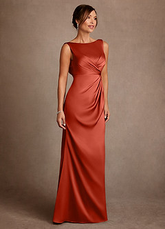 Azazie Baltimore vestidos de madre de la novia Vestido de Óxido de Satén Elástico de Corte en A con Plisado image4