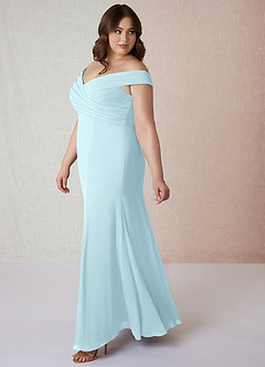Azazie Lecia Final Sale Black Empire Off-The-Shoulder Pleated Chiffon Convertible Dress image10