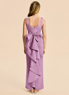 Azazie Emi Junior Wisteria Sheath Bow Stretch Satin Dress image5