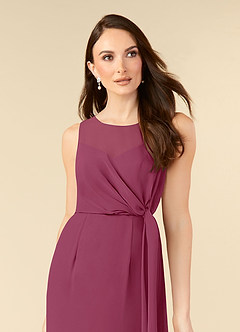 Azazie Marchioness Mother of the Bride Dresses Mulberry A-Line Scoop Pleated Chiffon Dress image5