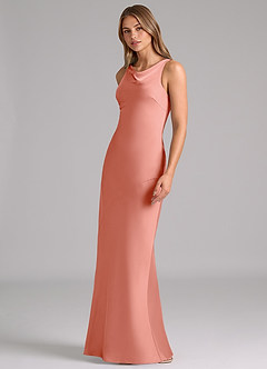 Azazie Allettie Brautjungfernkleider Meerjungfrau-Linie Stretch-Satin Kleid Koralle image4