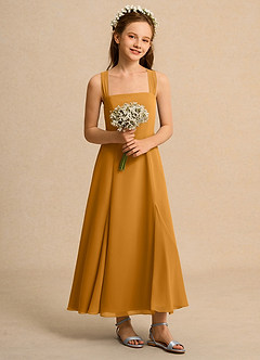 Azazie Tater Junior Formal Flower Girl Klänningar Klä A-Line i Chiffong Plisserad image5