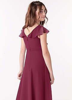 Azazie Posie Junior Mulberry A-Line Ruched Chiffon Dress image5