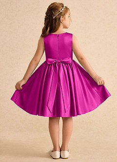 Azazie Prima Blumenmädchenkleider A-Linie Schleifen Matte Satin Kleid Fuchsia image2