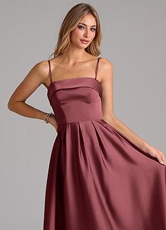 Azazie Lucienne Bridesmaid Dresses Merlot A-Line Strapless Stretch Satin Convertible Dress image2