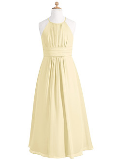 Azazie Bonnie Junior Vestido Sorvete De Limão de Chiffon de Linha A com Plissado image5