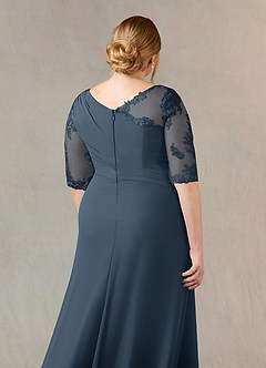 Azazie Dionysus Mother of the Bride Dresses A-Line Boatneck Lace Chiffon Floor-Length Dress image11