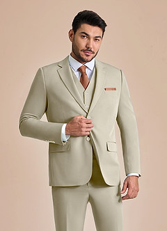 front James Tan Structured Stretch Suit Jacket