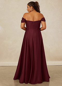 Christian Siriano Bridal for Azazie 1002 Bridesmaid Dresses Cabernet A-Line Off the Shoulder Stretch Satin Convertible Dress image16
