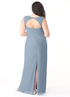 Azazie Flori Bridesmaid Dresses Dusty Blue Sheath Square Neckline Chiffon Dress image8