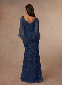 Azazie Ferris Mother of the Bride Dresses Dark Navy Sheath V-Neck Chiffon Dress image3
