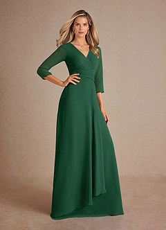 Azazie Mayfield Mother of the Bride Dresses Dark Green A-Line Pleated Chiffon Dress image4