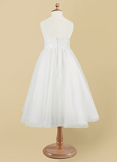 Azazie Buttercup Flower Girl Dresses Ivory A-Line Lace Tulle Dress image8