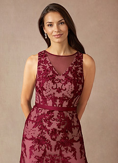 Azazie Herrin Mother of the Bride Dresses Burgundy Champagne Mermaid Lace Dress image6