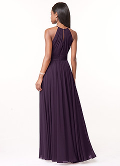Azazie Cherish Bridesmaid Dresses Plum A-Line Pleated Chiffon Dress image2