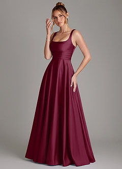 Azazie Azaria Bridesmaid Dresses Mulberry A-Line Corset Stretch Satin Dress image3