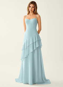 Fiorella Nebel Chiffon-Abendkleid mit Rüschen in A-Linie image4