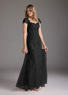 Azazie Marbella vestidos de madre de la novia Vestido de Negro de Encaje de Sirena con Reina Ana Lentejuelas image2