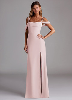 Azazie Callan Bridesmaid Dresses Blushing Pink Mermaid Pleated Chiffon Convertible Dress image1