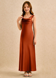 Azazie Raspberry Girls Formal Flower Girl Klänningar Klä A-Line i Stretch Satin Plisserad image5