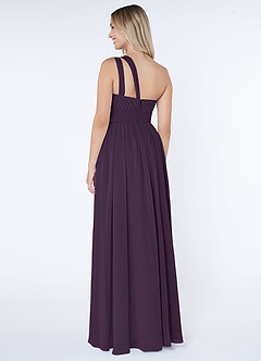Azazie Molly Final Sale Plum A-Line One Shoulder Chiffon Dress image3