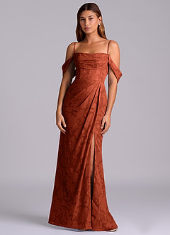 Azazie Johana Suknie dla druhen Syrena Zza ramienia Kwiatowe wypalenie Do ziemi Sukienka image6