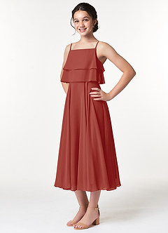 Azazie Ensley Junior Terracotta A-Line Pleated Chiffon Dress image4