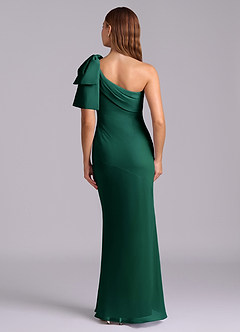 Azazie Yuanna Bridesmaid Dresses Emerald Mermaid One Shoulder Chiffon Dress image2