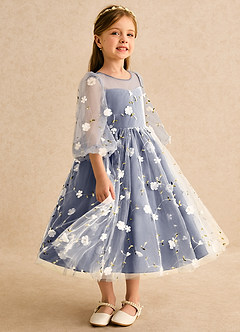 Azazie Elowen vestidos de niña de las flores Vestido Tormenta de Encaje de Línea A con Escote corazón image4