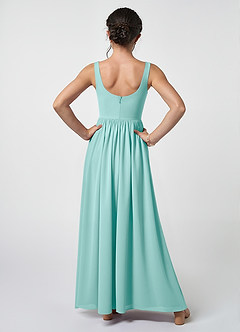 Azazie Keyla Junior A-Linie Plissee Chiffon Kleid Aqua image2