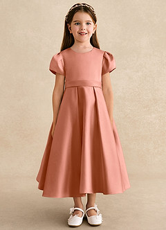 Azazie Princess vestidos de niña de las flores Vestido de Mai Tai de Satin Mate de Corte En A con Plisado image5