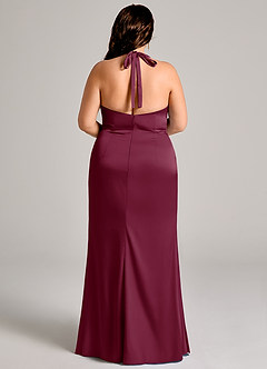 Azazie Valerie Bridesmaid Dresses Mulberry Mermaid Pleated Stretch Satin Dress image6