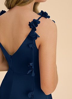 Azazie Gumdrop Junior Robe Empire en Satin extensible Plissée Bleu Marine Foncé image6