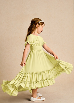 Azazie Kass Flower Girl Dresses Lemon Sorbet A-Line Pleated Chiffon Dress image5