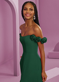 Barbie ♥ Azazie Bridesmaid Dresses Dark Green A-Line Off the Shoulder Chiffon Convertible Dress image5