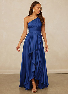 Christian Siriano Bridal for Azazie 1008 Bridesmaid Dresses Royal Blue A-Line One Shoulder Stretch Satin Dress image3