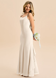 Azazie Lioren Junior White Alabaster Mermaid Bow Chiffon Dress image2