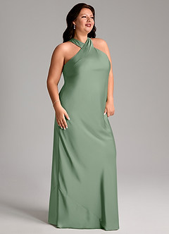 Azazie Doretta Bridesmaid Dresses Matcha Mermaid Pleated Stretch Satin Dress image8
