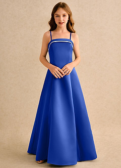 Azazie Izel Girls Formal Flower Girl Klänningar Klä A-Line i Matt satäng Plisserad image6