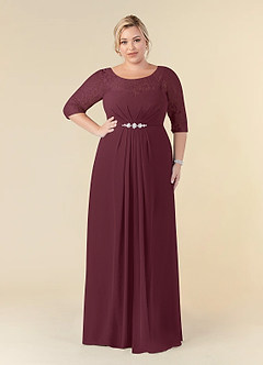 Azazie Leonine Mother of the Bride Dresses Cabernet A-Line Scoop lace Chiffon Dress image10