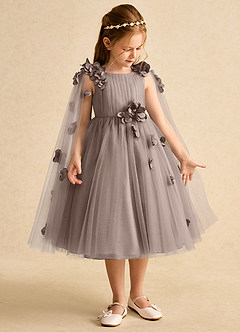 Azazie Staria Blumenmädchenkleider Ballkleid Gestreift Tüll Kleid Taupe image7