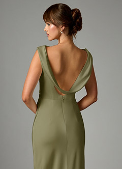Azazie Kieryn Robes de demoiselle d'honneur Robe Sirène en Satin extensible Plissée Pistache image2