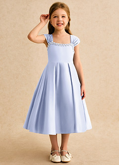 Azazie Yosemite Flower Girl Dresses Lavender Ball-Gown Sweetheart Neckline Matte Satin Dress image5