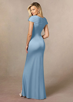 Azazie Anderson Mother of the Bride Dresses Powder Blue A-Line Pleated Stretch Satin Dress image5
