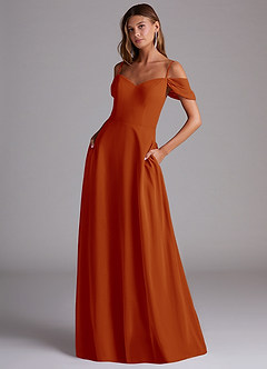 Azazie Marley Bridesmaid Dresses Paprika A-Line Off the Shoulder Chiffon Convertible Dress image1