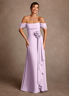 Azazie Amherst Mother of the Bride Dresses Frosted Lilac A-Line Off the Shoulder Chiffon Dress image1