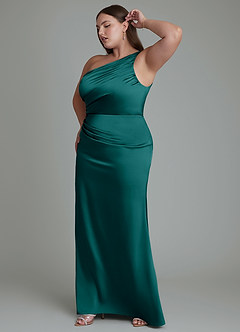 Azazie Akilah Brudtärnklänningar Klänning av Sjöjungfru i Stretch Satin One-shoulder Påfågelblå image12