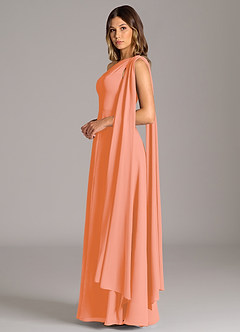 Azazie Tella Vestidos de damas de honor Vestido de Atardecer de Gasa de Corte en A con Hombro unilateral image5