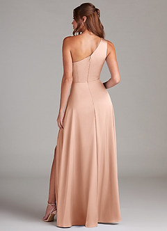 Azazie Brooke Brautjungfernkleider A-Linie One-Shoulder Stretch-Satin Kleid Roségold image7