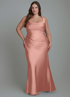 Azazie Agustina Bridesmaid Dresses Rosette Mermaid Corset Stretch Satin Dress image7